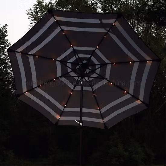 Parasol de plage à glands en bois à haute protection contre les UV avec frange